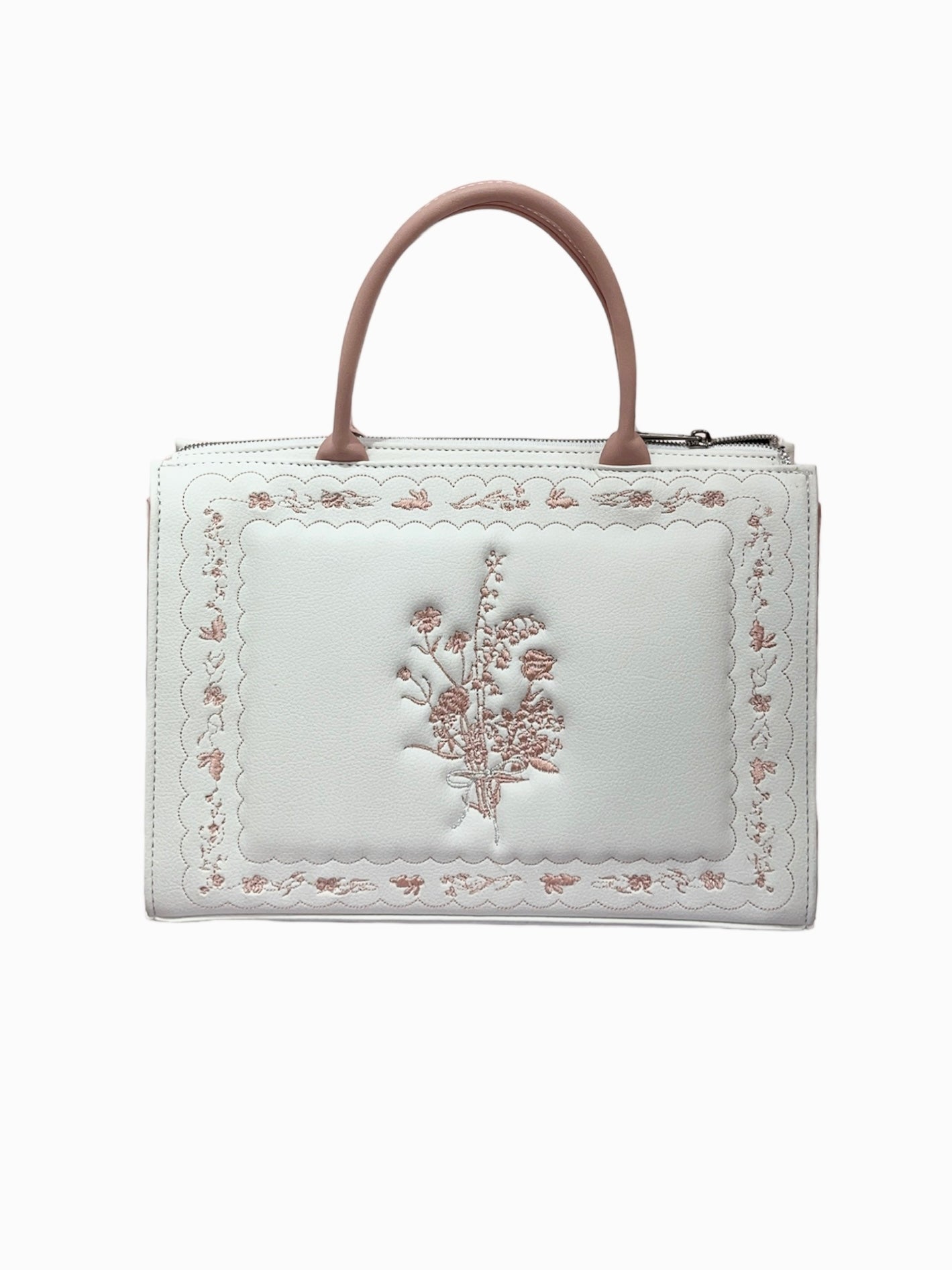 Flowers Bed Medium Artbook vegan leather embroidered designed hand bag made in vietnam