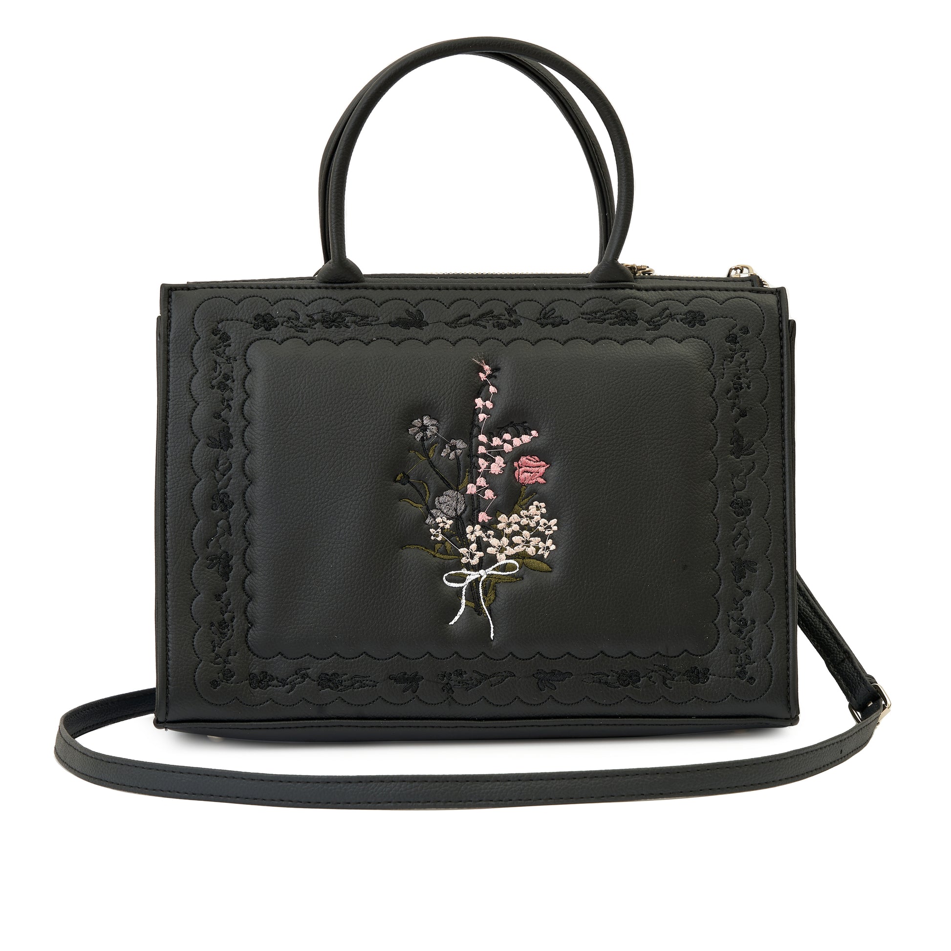 Flowers Bed Medium Artbook vegan leather embroidered designed hand bag made in vietnam
