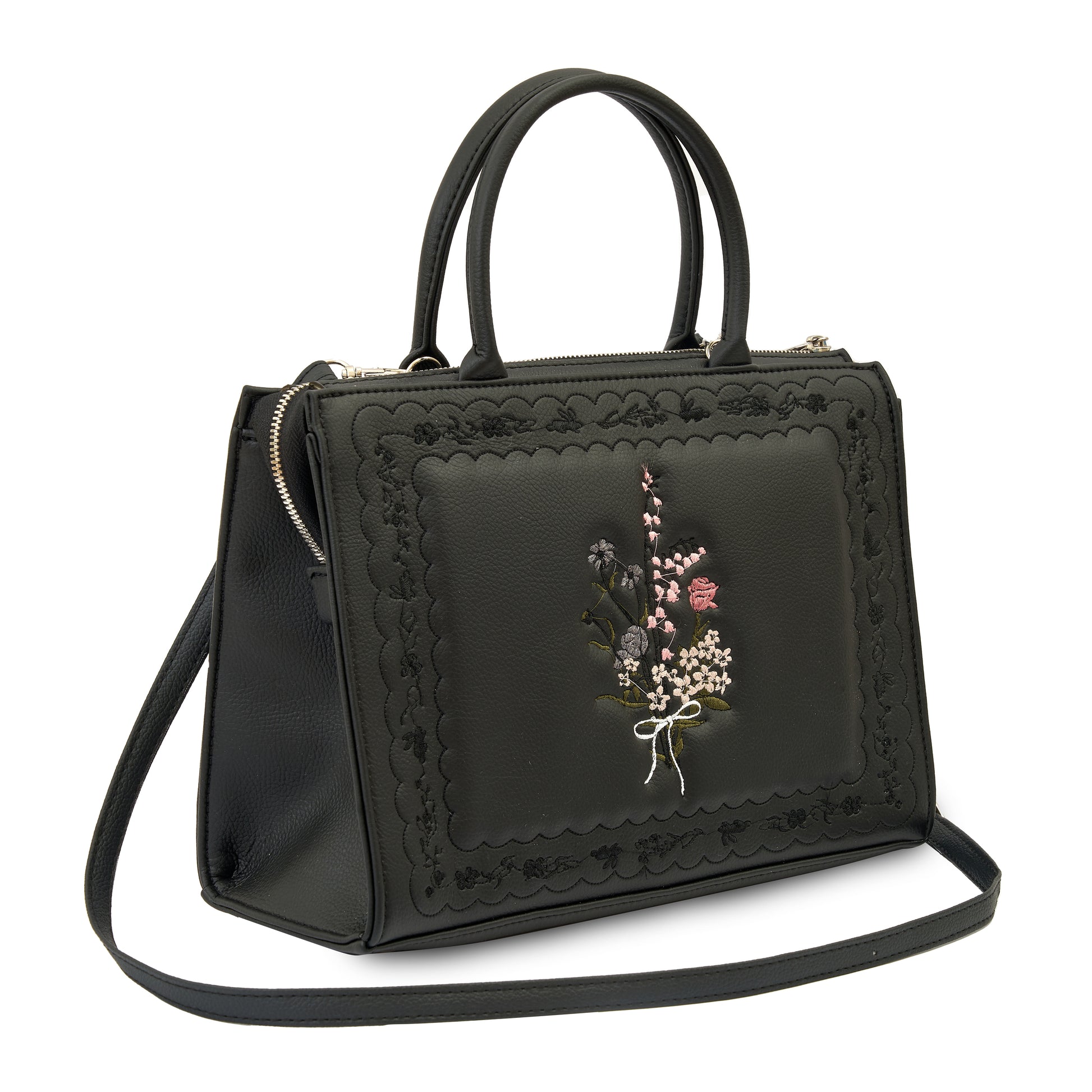 Flowers Bed Medium Artbook vegan leather embroidered designed hand bag made in vietnam