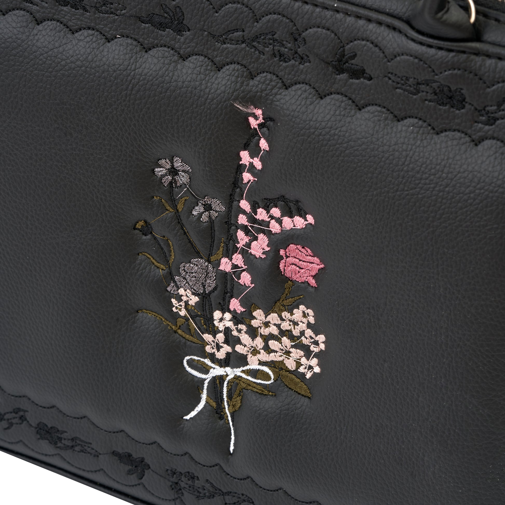 Flowers Bed Medium Artbook vegan leather embroidered designed hand bag made in vietnam