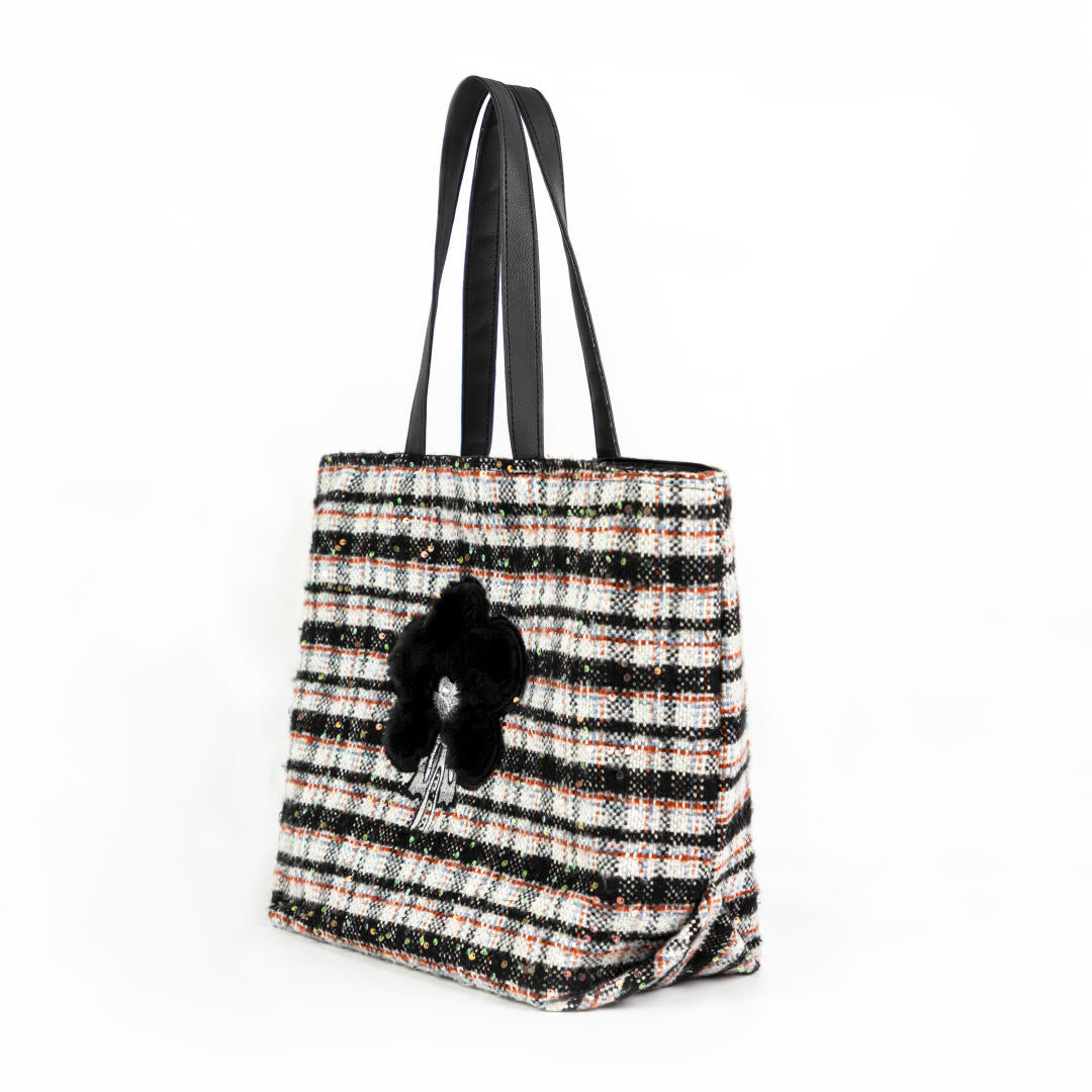 ngaos_black_hole_tweed_flower_emboidery_tote_bag