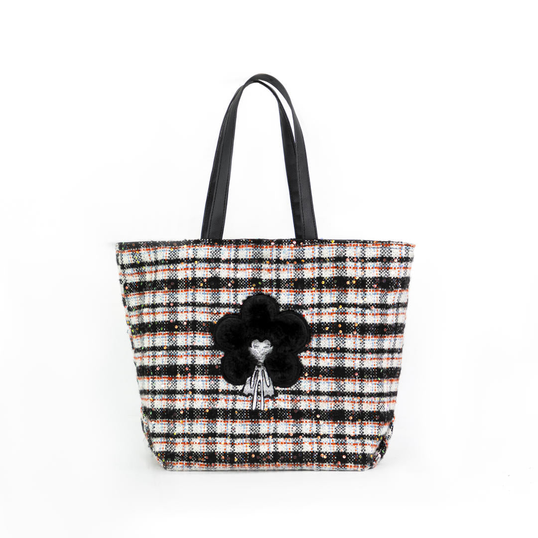 ngaos_black_hole_tweed_flower_emboidery_tote_bag