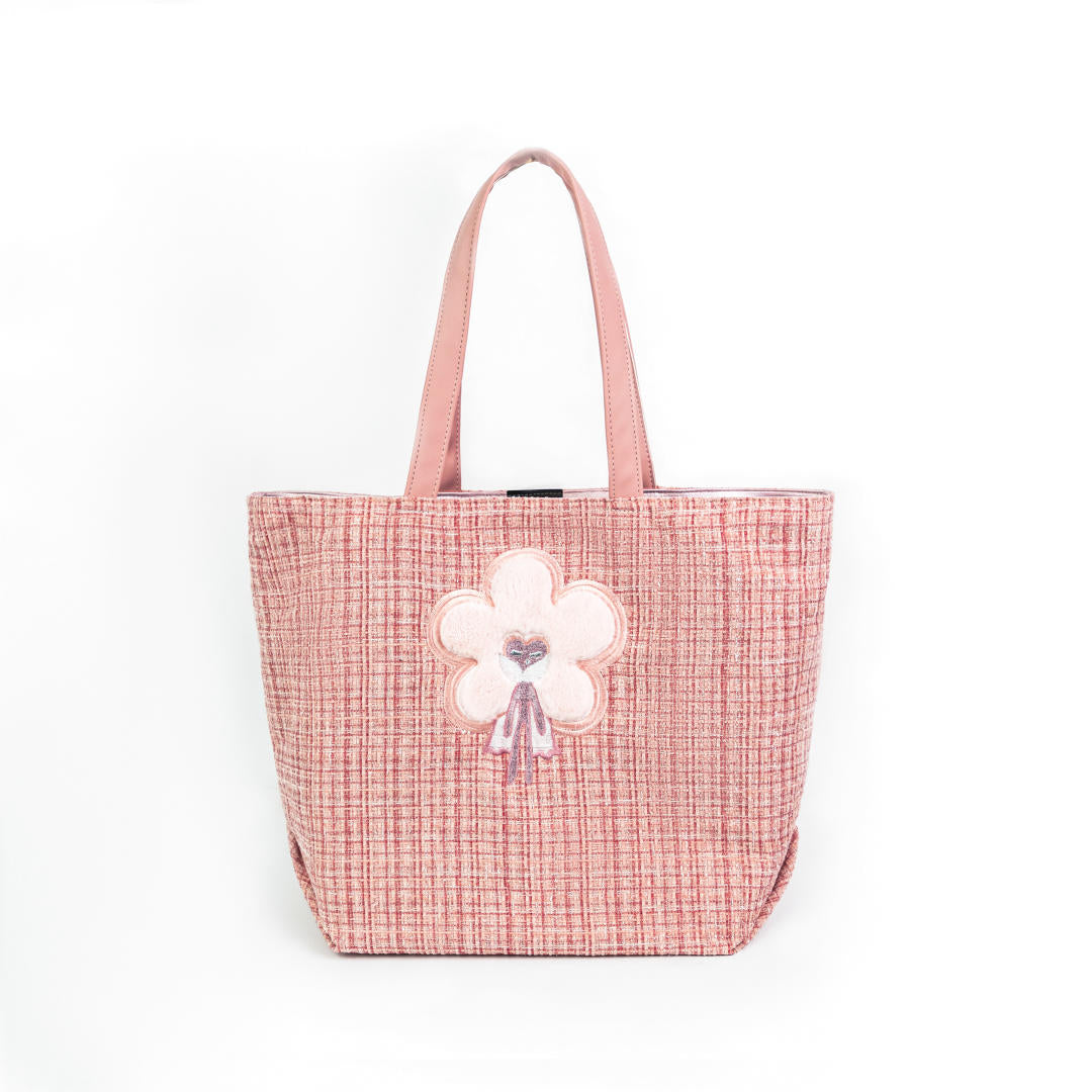 ngaos_black_hole_tweed_flower_emboidery_tote_bag_pink