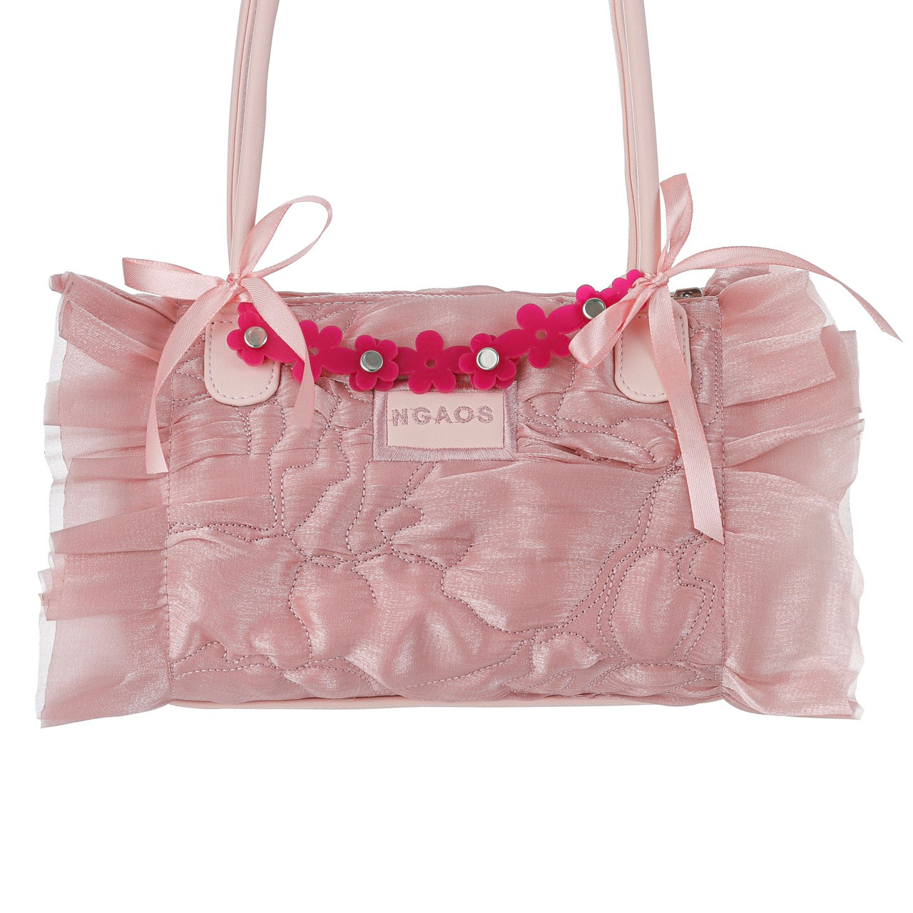 ngaos_sea_angle_shoulder_bag_pearl_pink_organza_flower